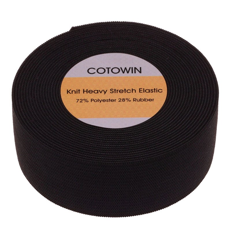 COTOWIN 1 1/4-Inch by 5-Yard Black Heavy Stretch Knit Elastic - Image 1